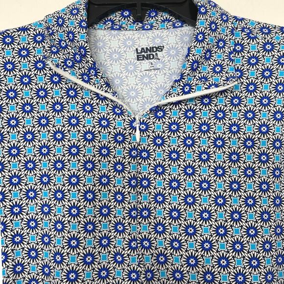 Land’s End Blue Geometric Print 1/4 Zip  Swim Shirt Rashguard UPF 50 Small - Picture 5 of 11